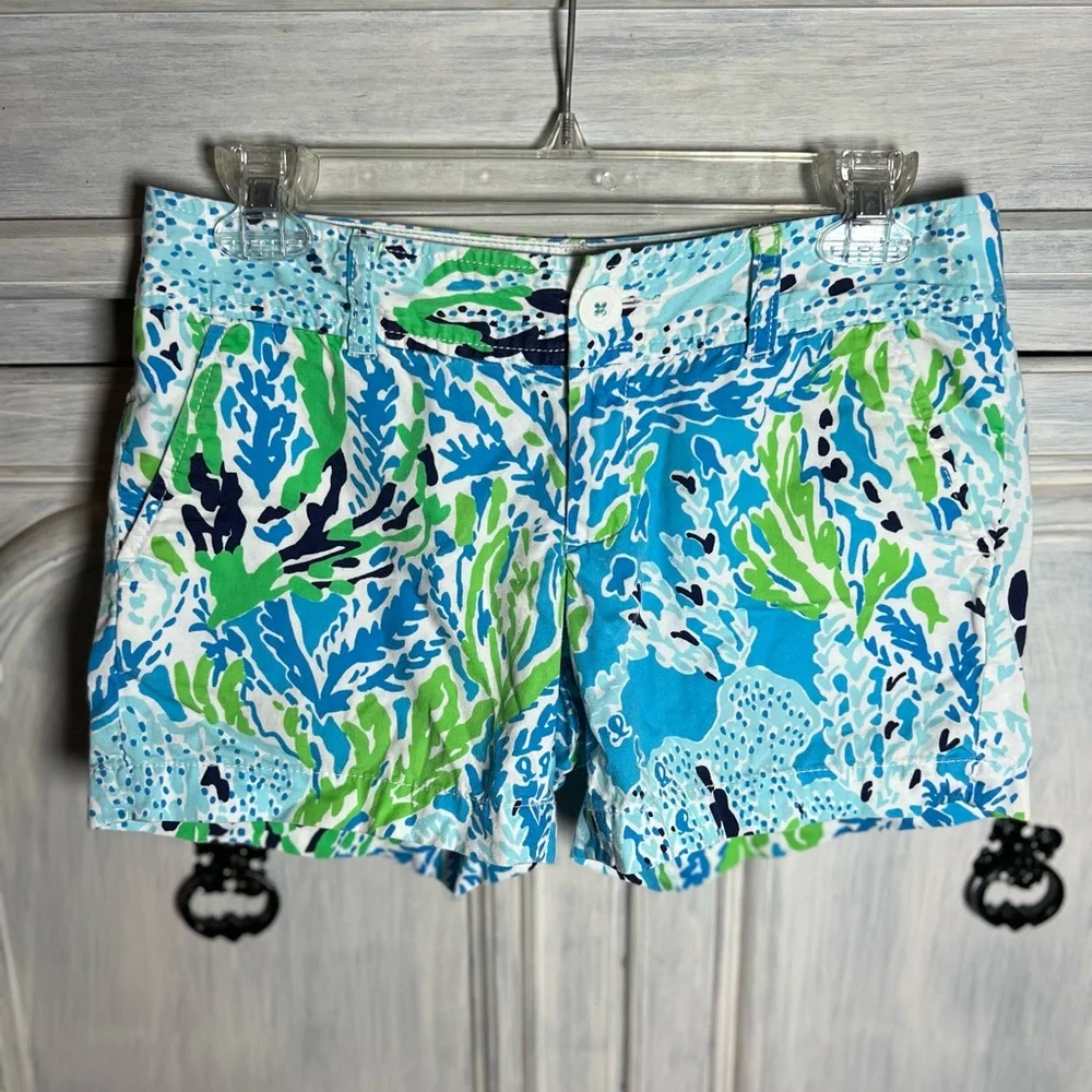 Lilly Pulitzer Callahan Shorts Blue Let’s Cha Cha Preppy‎ Nautical Resort